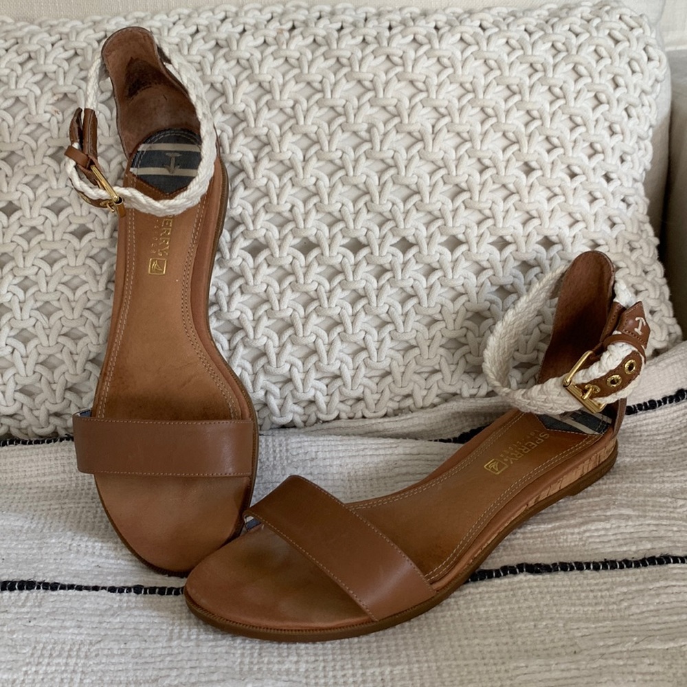Nautical Sperry Top-Sider Leather sanders with Rope ankle strap